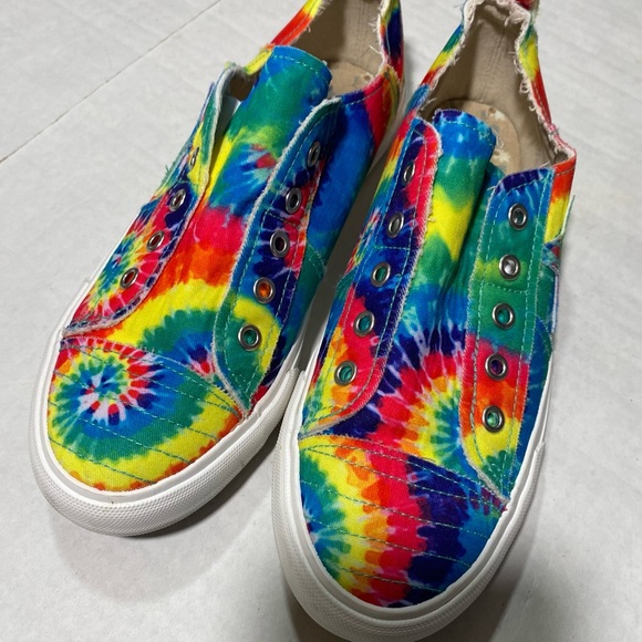 Gypsy Jazz Colorful Tie Dye Play Along Star Canvas Slide On Sneakers size 8.5 - Picture 3 of 15